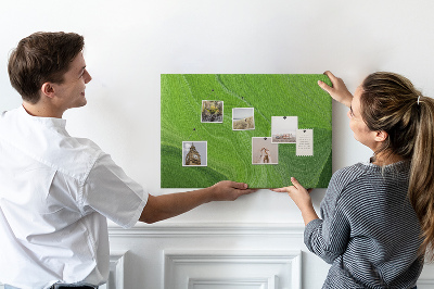 Parafatábla falra Zöld hullámok finom vonalakkal.