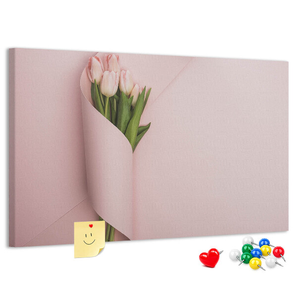Nagy parafatábla Finom tulipánok rózsaszín alapon
