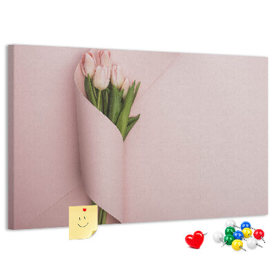 Nagy parafatábla Finom tulipánok rózsaszín alapon