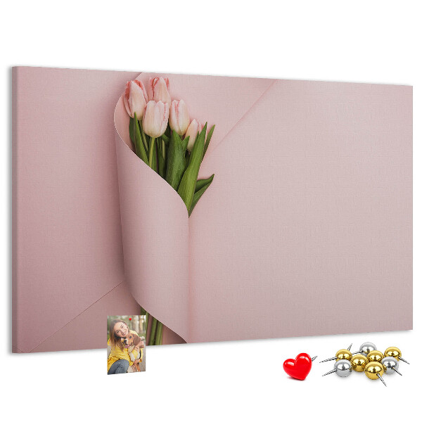 Nagy parafatábla Finom tulipánok rózsaszín alapon