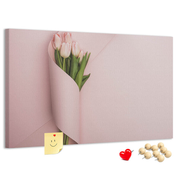 Nagy parafatábla Finom tulipánok rózsaszín alapon