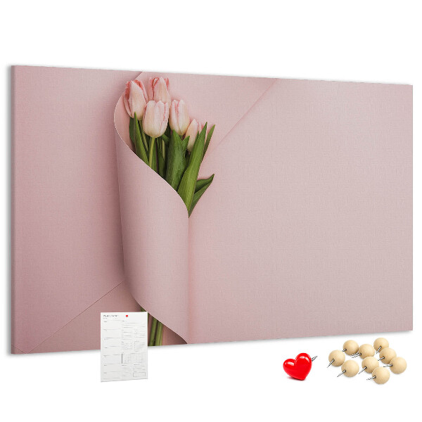 Nagy parafatábla Finom tulipánok rózsaszín alapon