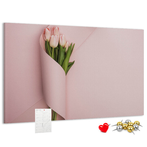 Nagy parafatábla Finom tulipánok rózsaszín alapon