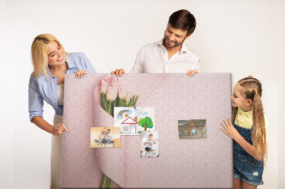 Nagy parafatábla Finom tulipánok rózsaszín alapon
