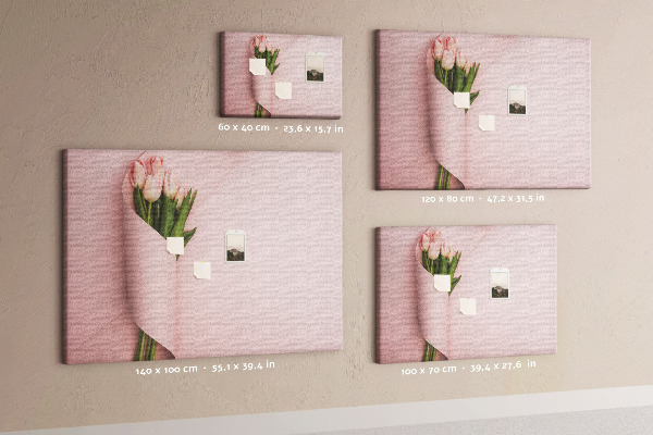 Nagy parafatábla Finom tulipánok rózsaszín alapon