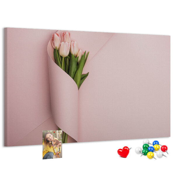 Nagy parafatábla Finom tulipánok rózsaszín alapon