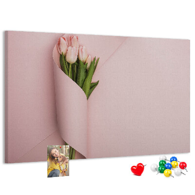 Nagy parafatábla Finom tulipánok rózsaszín alapon