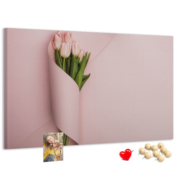 Nagy parafatábla Finom tulipánok rózsaszín alapon