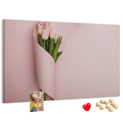 Nagy parafatábla Finom tulipánok rózsaszín alapon