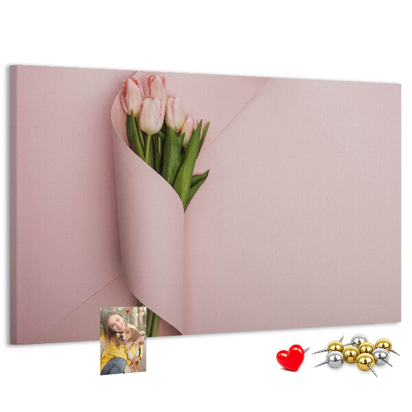 Nagy parafatábla Finom tulipánok rózsaszín alapon