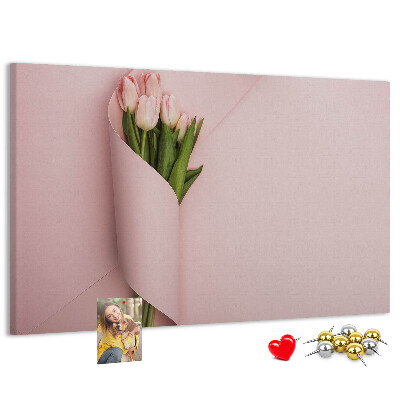 Nagy parafatábla Finom tulipánok rózsaszín alapon