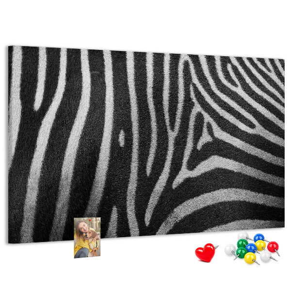 Színes parafatábla Fekete-fehér zebra csíkok a háttérben.