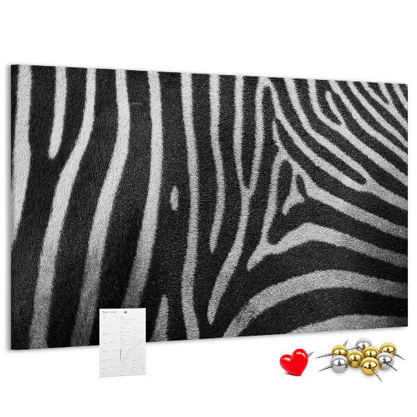 Színes parafatábla Fekete-fehér zebra csíkok a háttérben.