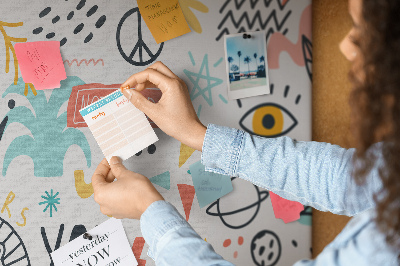 Színes parafatábla Vidám minták állatos motívumokkal és szövegekkel