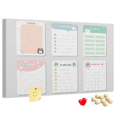 Színes parafatábla Színes jegyzetfüzetek állatos motívummal.