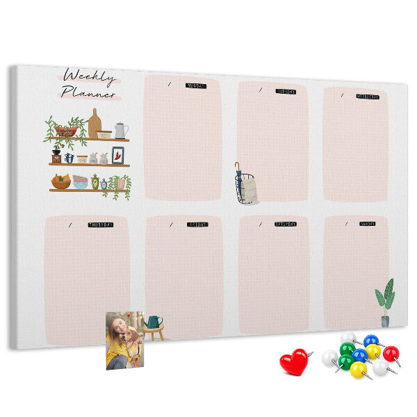 Parafatábla falra Heti tervező növényi díszítésekkel