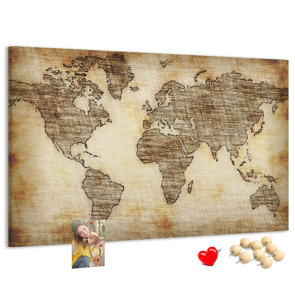 Nagy parafatábla Egy régi világtérkép vászon alapon