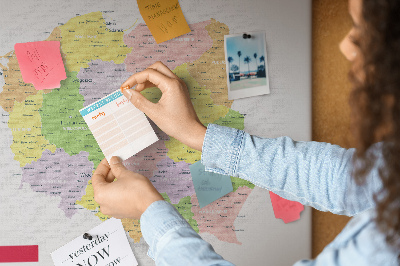 Parafatábla falra Lengyelország térképe közigazgatási beosztással.