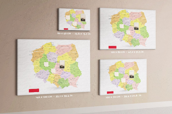 Parafatábla falra Lengyelország térképe közigazgatási beosztással.