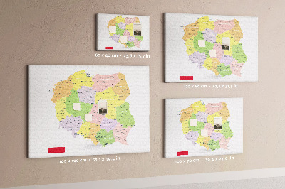 Parafatábla falra Lengyelország térképe közigazgatási beosztással.