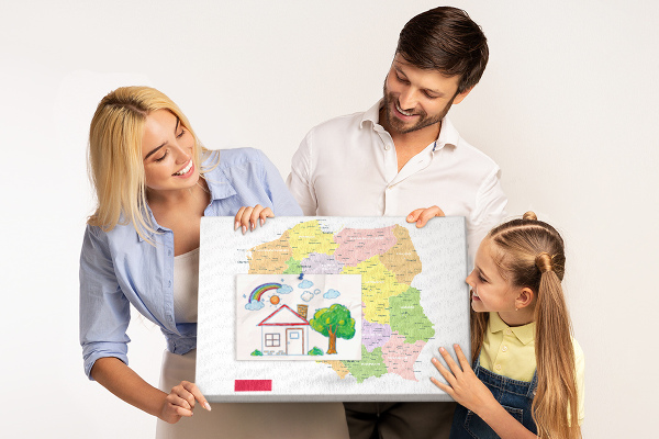 Parafatábla falra Lengyelország térképe közigazgatási beosztással.