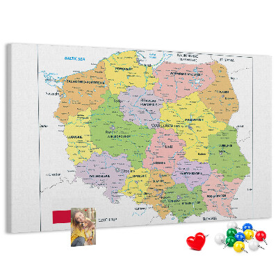 Nagy parafatábla Lengyelország térképe színes vajdaságokkal