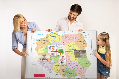Nagy parafatábla Lengyelország térképe színes vajdaságokkal
