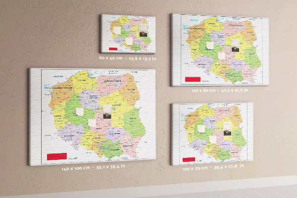 Nagy parafatábla Lengyelország térképe színes vajdaságokkal