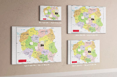 Nagy parafatábla Lengyelország térképe színes vajdaságokkal