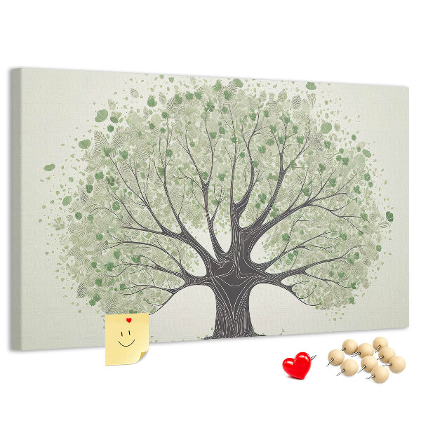 Parafatábla falra Zöld levelekkel díszített fa minta