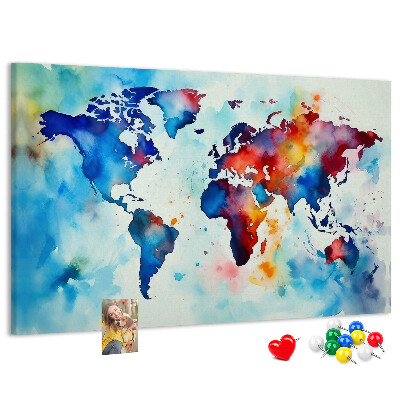 Nagy parafatábla Színes akvarell világtérkép
