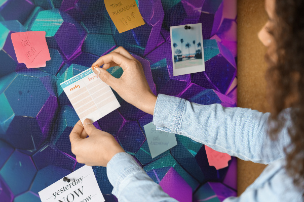 Nagy parafatábla Lila árnyalatú geometriai struktúrák.