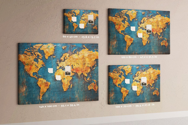 Színes parafatábla Meleg barna árnyalatú világtérkép.