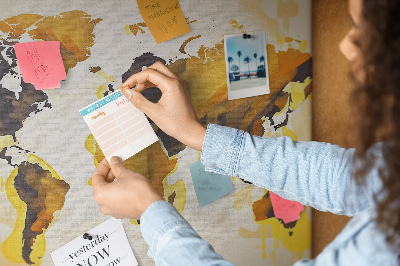 Parafatábla falra Absztrakt világtérkép meleg színekkel