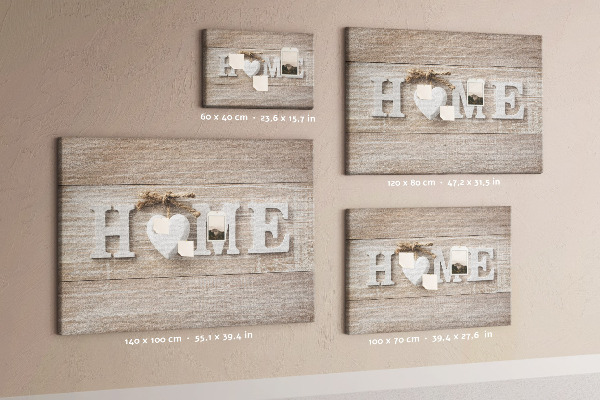 Parafatábla falra Stílusos HOME felirat szívvel