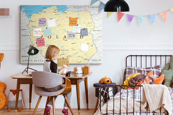 Parafatábla falra Lengyelország térképe Varsóval jelölve