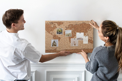 Színes parafatábla Természetes parafából készült világtérkép