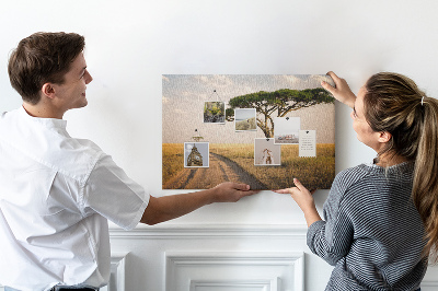 Színes parafatábla Egy út egy afrikai tájon át egy fával
