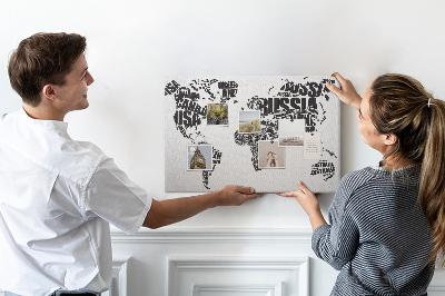 Nagy parafatábla Világtérkép országnevekkel szavakban