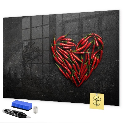 Mágneses felíró tábla Paprika szív és emlékfotók