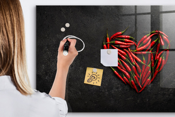 Mágneses felíró tábla Paprika szív és emlékfotók