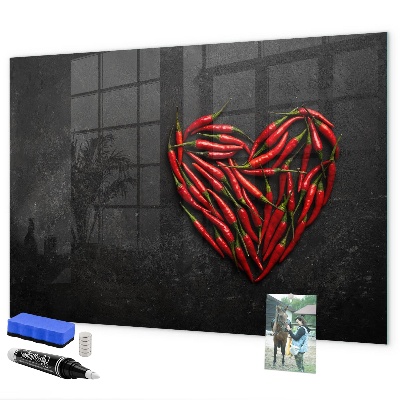 Mágneses felíró tábla Paprika szív és emlékfotók