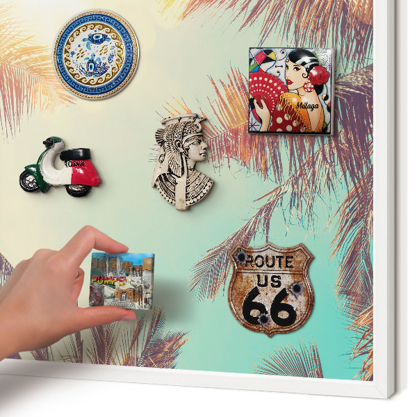 Fém tábla mágneseknek fehér keretben Trópusi paradicsom