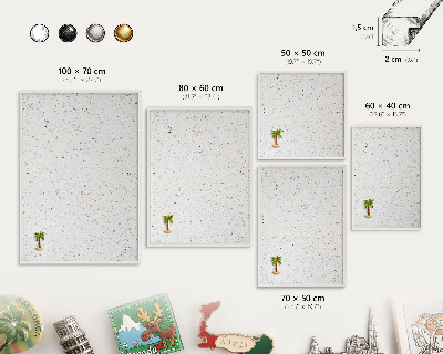Tábla utazási mágneseknek fehér keret Terrazzo minta