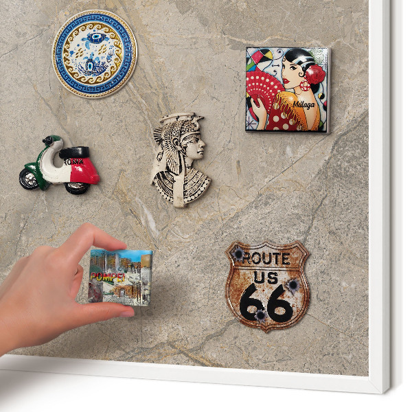 Fém tábla mágneseknek fehér keretben Bézs kő