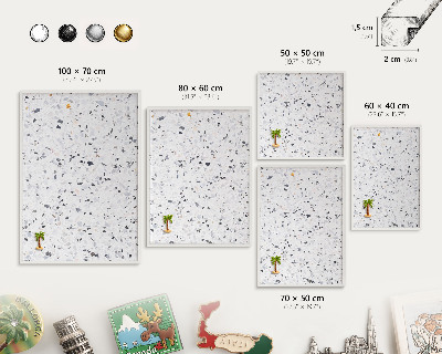 Tábla utazási mágneseknek fehér keret Terrazzo stílus