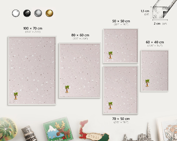 Fém tábla mágneseknek fehér keretben Modern terrazzo