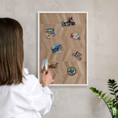 Tábla utazási mágneseknek fehér keret Fa halszálka