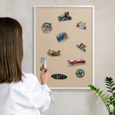 Tábla utazási mágneseknek fehér keret Bézs narancssárga