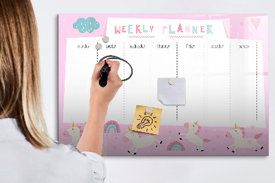 Törölhető mágneses tábla Unicorn heti tervező